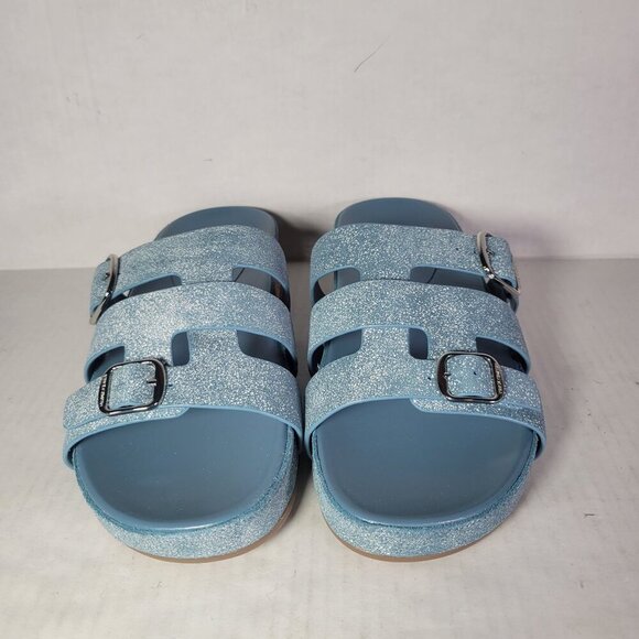 Vince Camuto Women Freoda Casual Beach Resort Glitter Blue Slide Sandal Size 10M - Picture 2 of 9